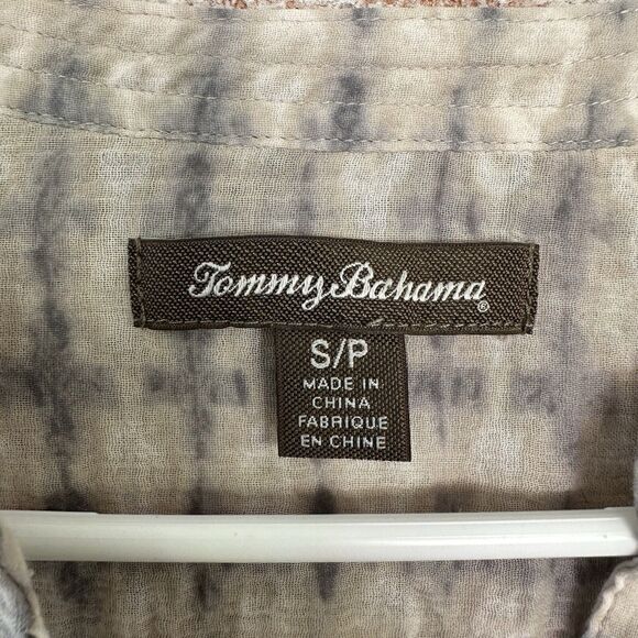Tommy Bahama Lightweight Button Beach Roll Tab Shirt Small Beige Gray - Picture 4 of 10
